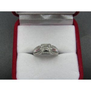 Size 7 10K White Gold 1.8 Total Carat Weight Of Natural Diamonds Band Ring